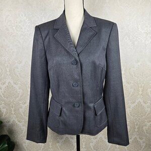 Emanuel Ungaro Size 10 Gray 3 Button Blazer Long Sleeve Flap Pockets on Front